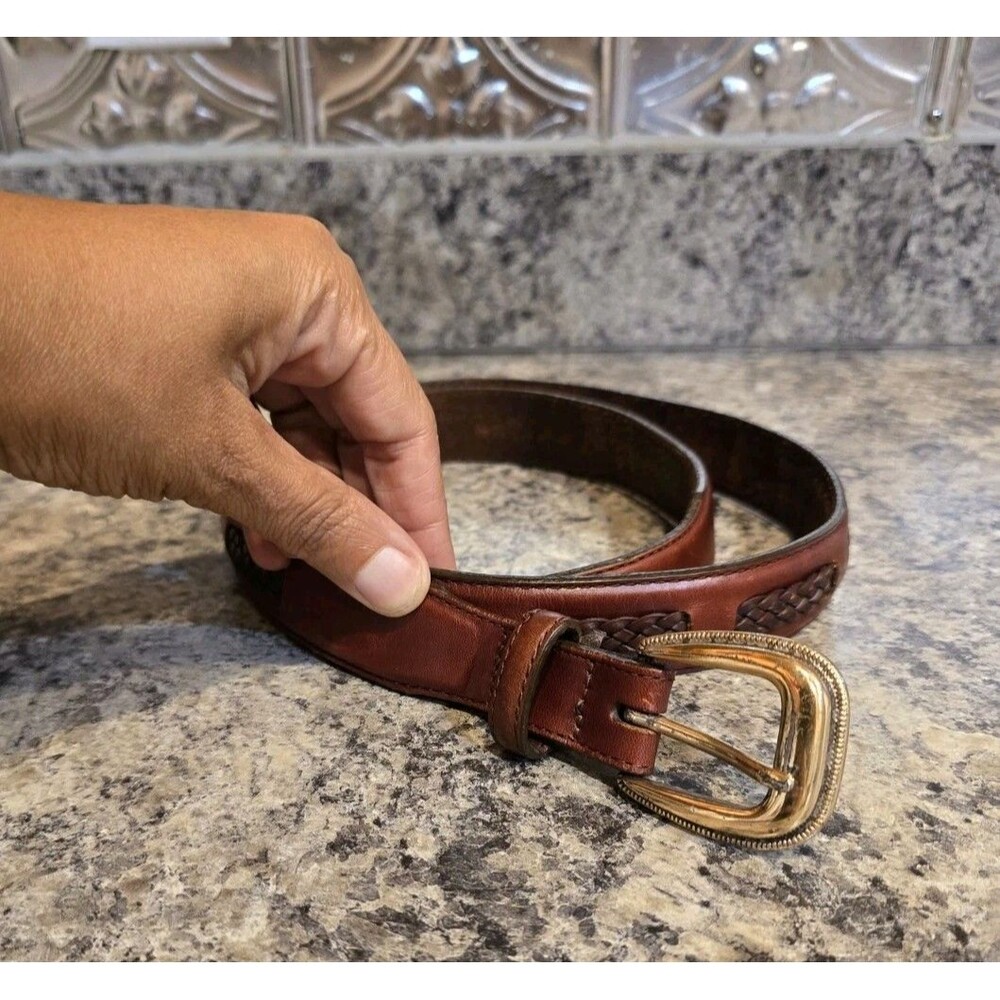 Brighton Men’s Brown Leather Adjustable W/Silver Buckle Size 42 90107